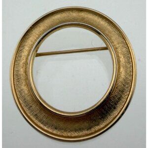 Vintage TRIFARI Brooch Circular Textured Goldtone